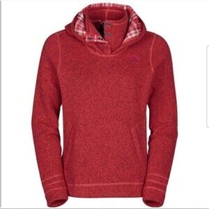 The North Face Women's Medium Crescent Sunset Fleece Hoodie Sweater Orange Red